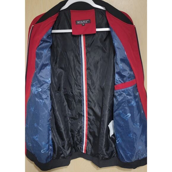 Wulful Men’s Red Full Zip Softshell Bomber Flight Casual Jacket Size Medium - Picture 4 of 8